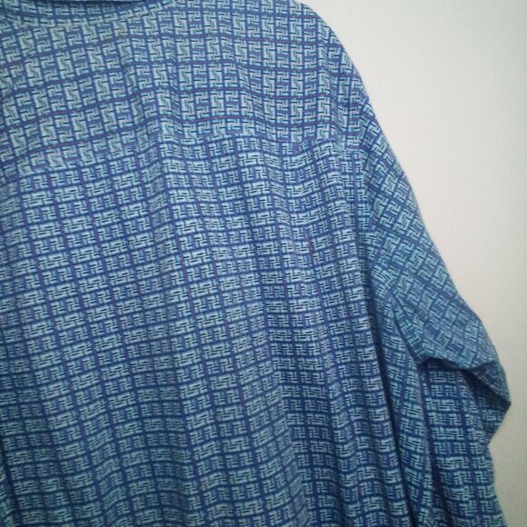 King Size Shirt 4XL Men Button Up Long Sleeve Pattern Green Blue - Picture 13 of 13